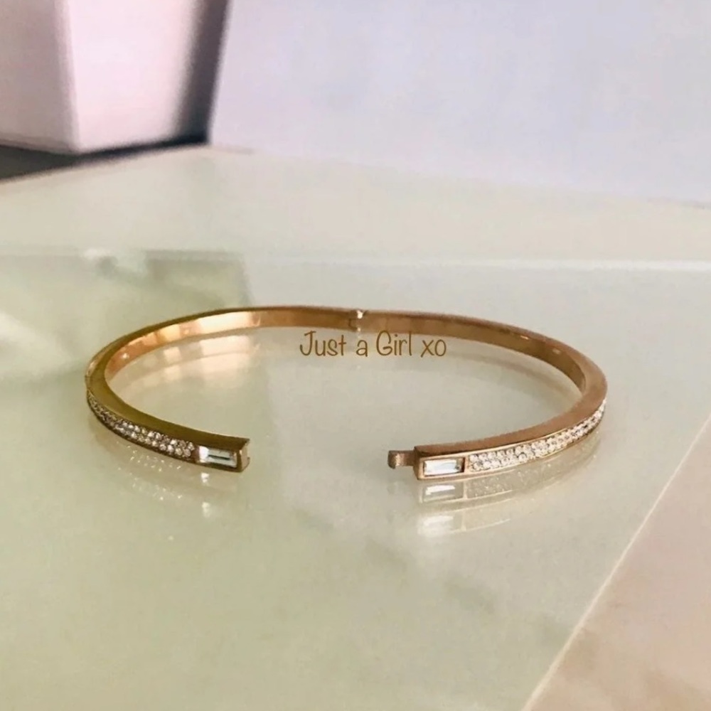 $98 Michael Kors Crystal Hinged Brilliance Bracelet Rose Gold-tone - Picture 6 of 7